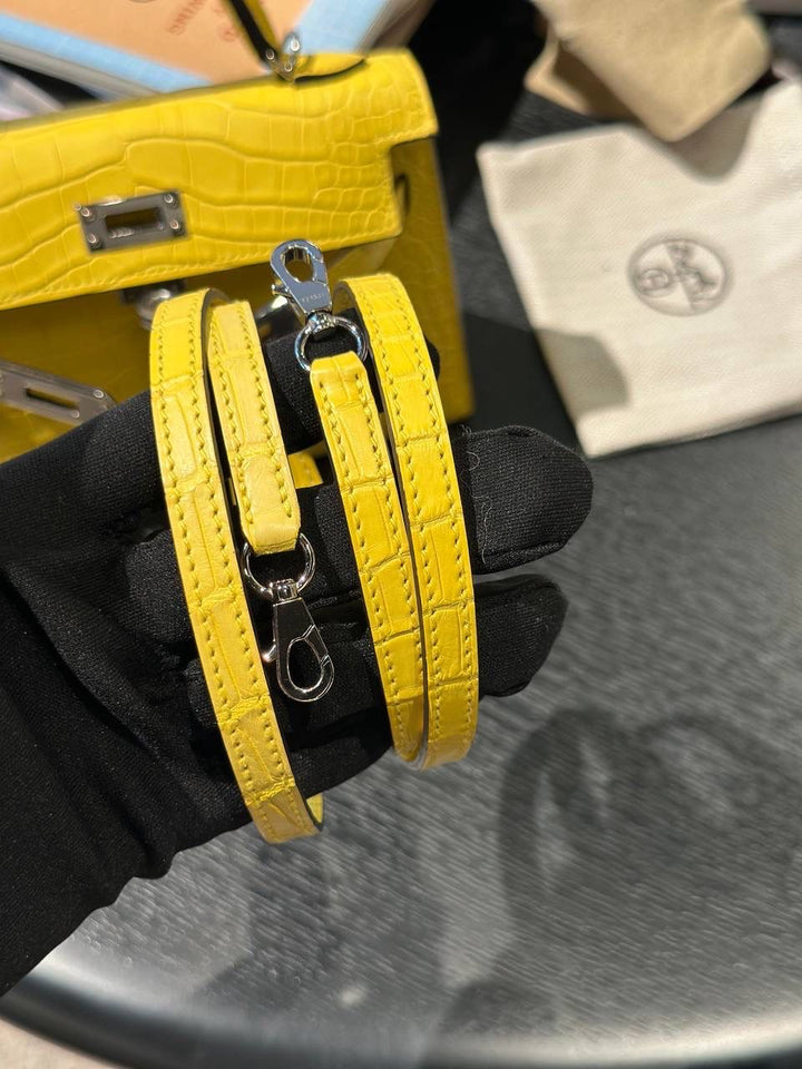 Hermès Mini Kelly 20 Alligator Mimosa Palladium Hardware