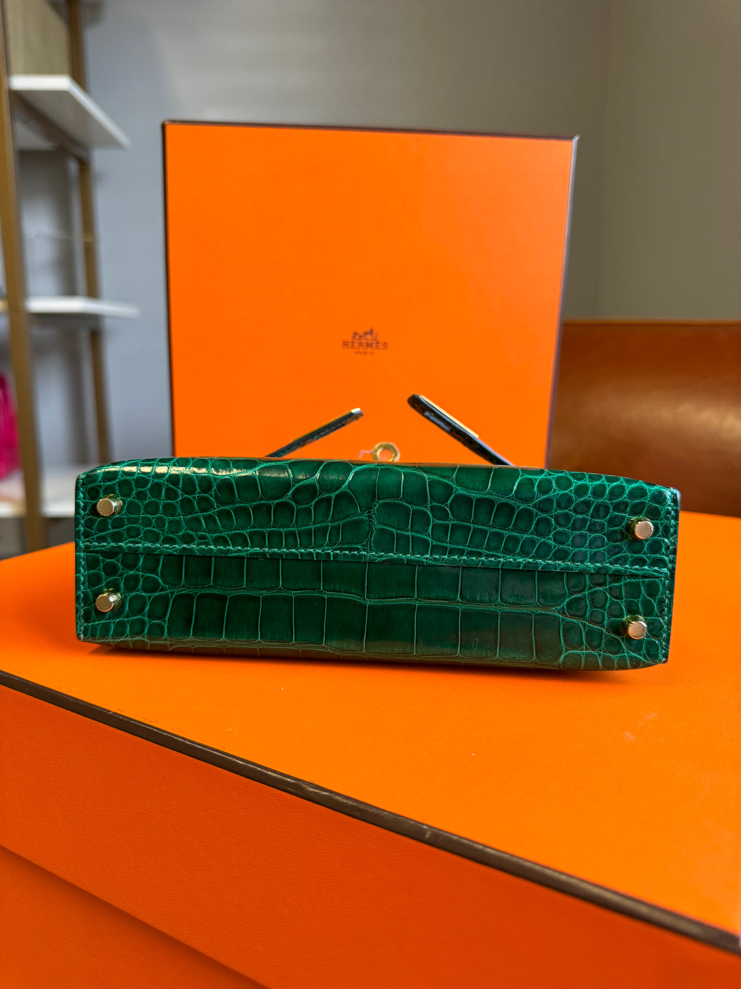 Hermes Emerald Alligator Mini Kelly