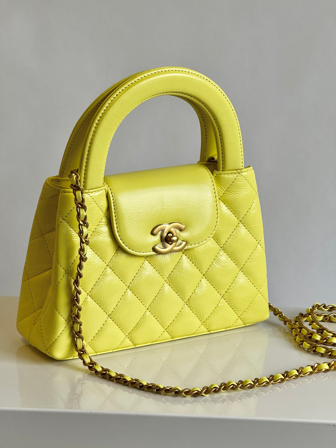 Chanel 2025 Yellow Shiny Calfskin Mini Kelly