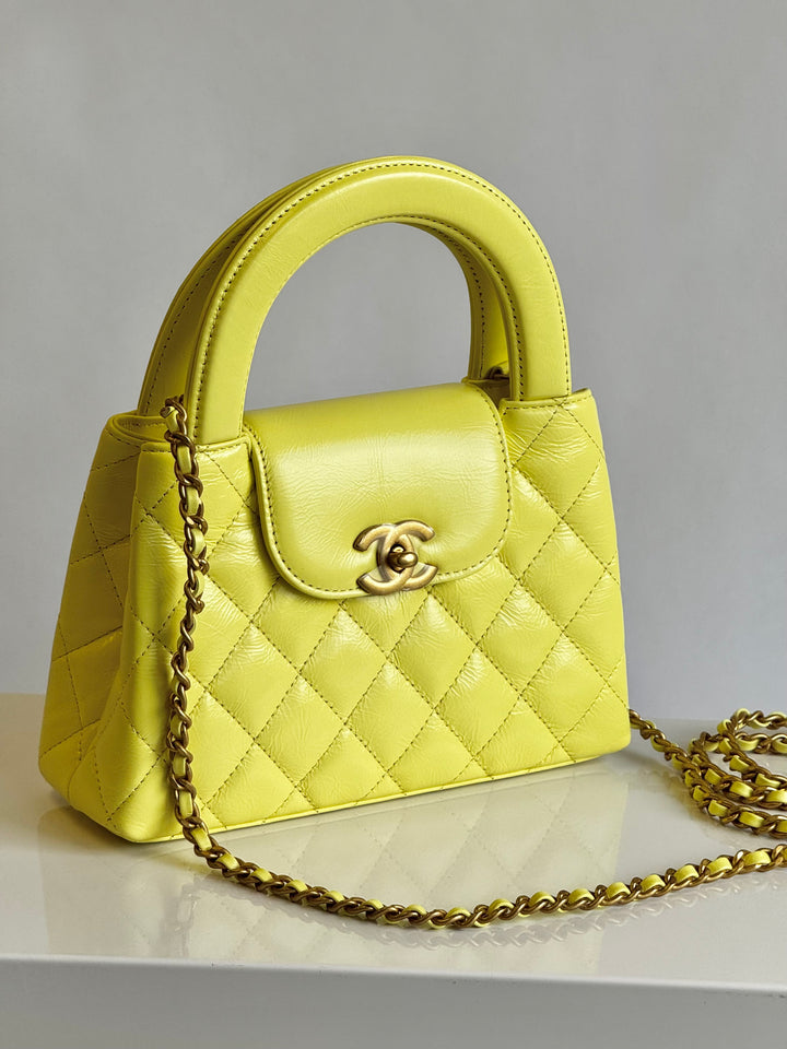 Chanel 2025 Yellow Shiny Calfskin Mini Kelly