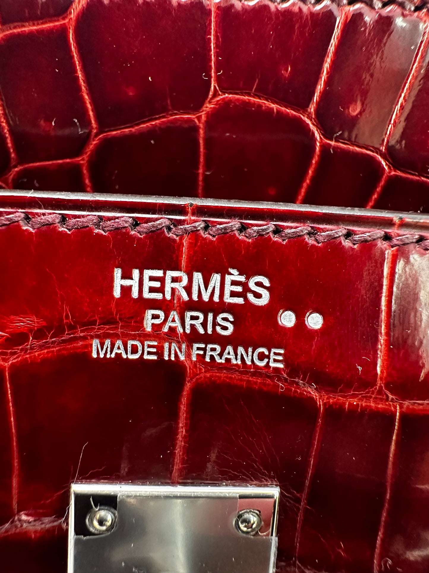 Hermes 2016 Bourgogne Shiny Niloticus Crocodile Birkin 25