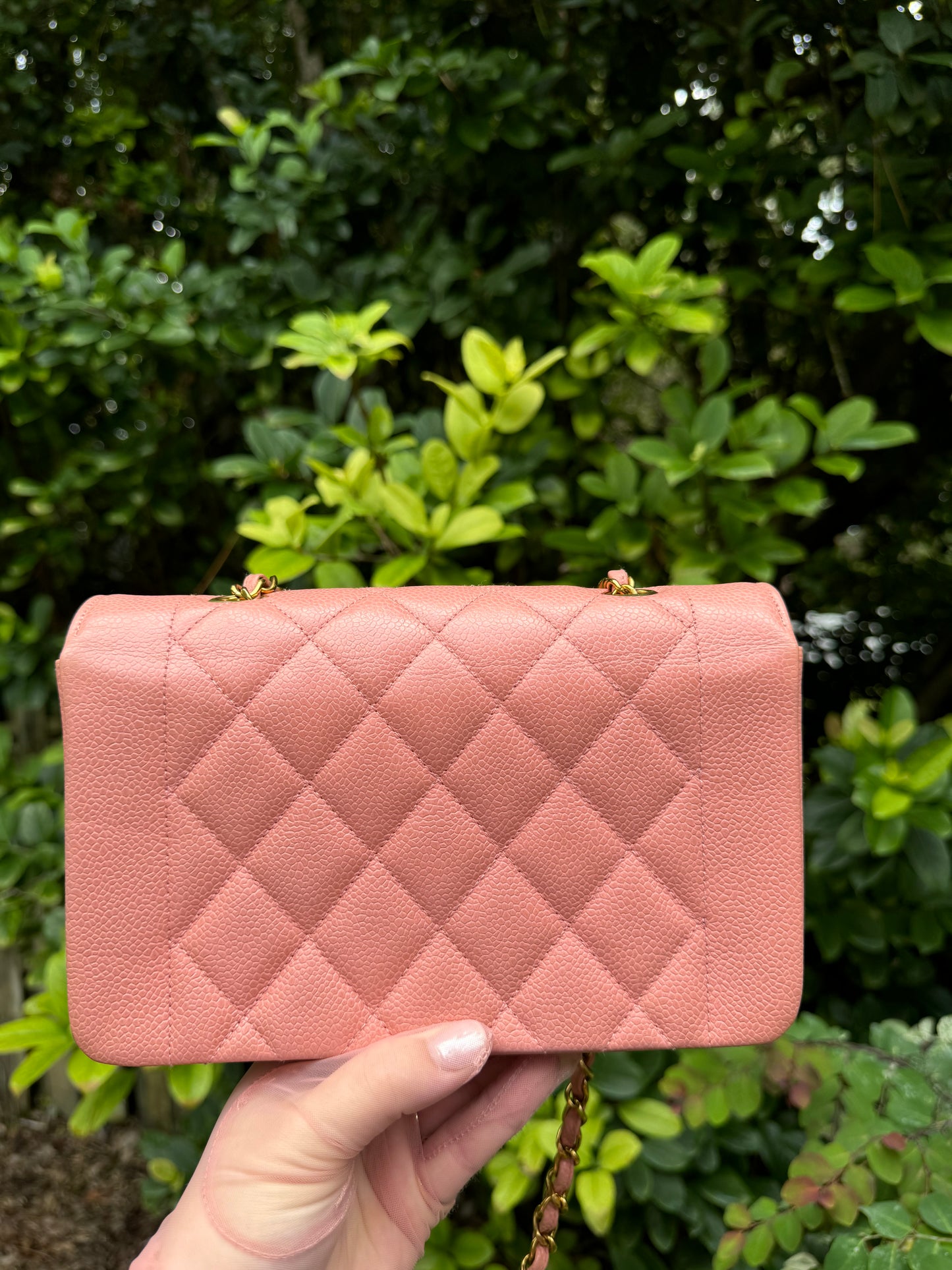 Chanel Rare Small Pink Caviar Diana Flap Bag