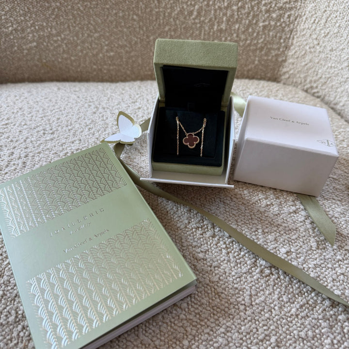 Van Cleef & Arpels Vintage Alhambra 5 Motif Bracelet Pink Enamel 18K Yellow Gold & Matching Pendant