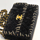 Chanel 1993 Black Velvet Whipstitch CC Flap Bag