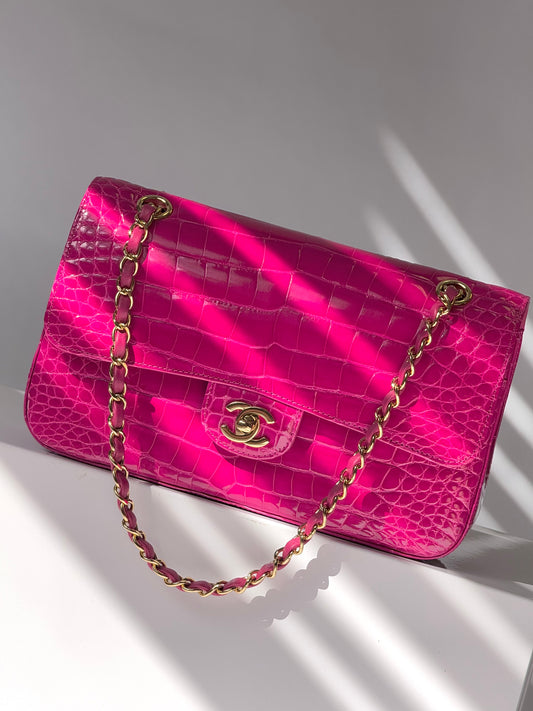 Chanel Fuchsia Alligator Medium Classic Flap