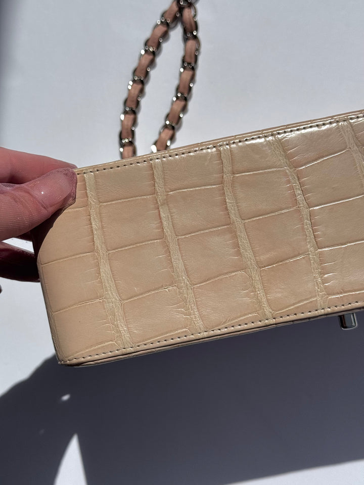Chanel Jumbo Pink Alligator Double Flap Bag