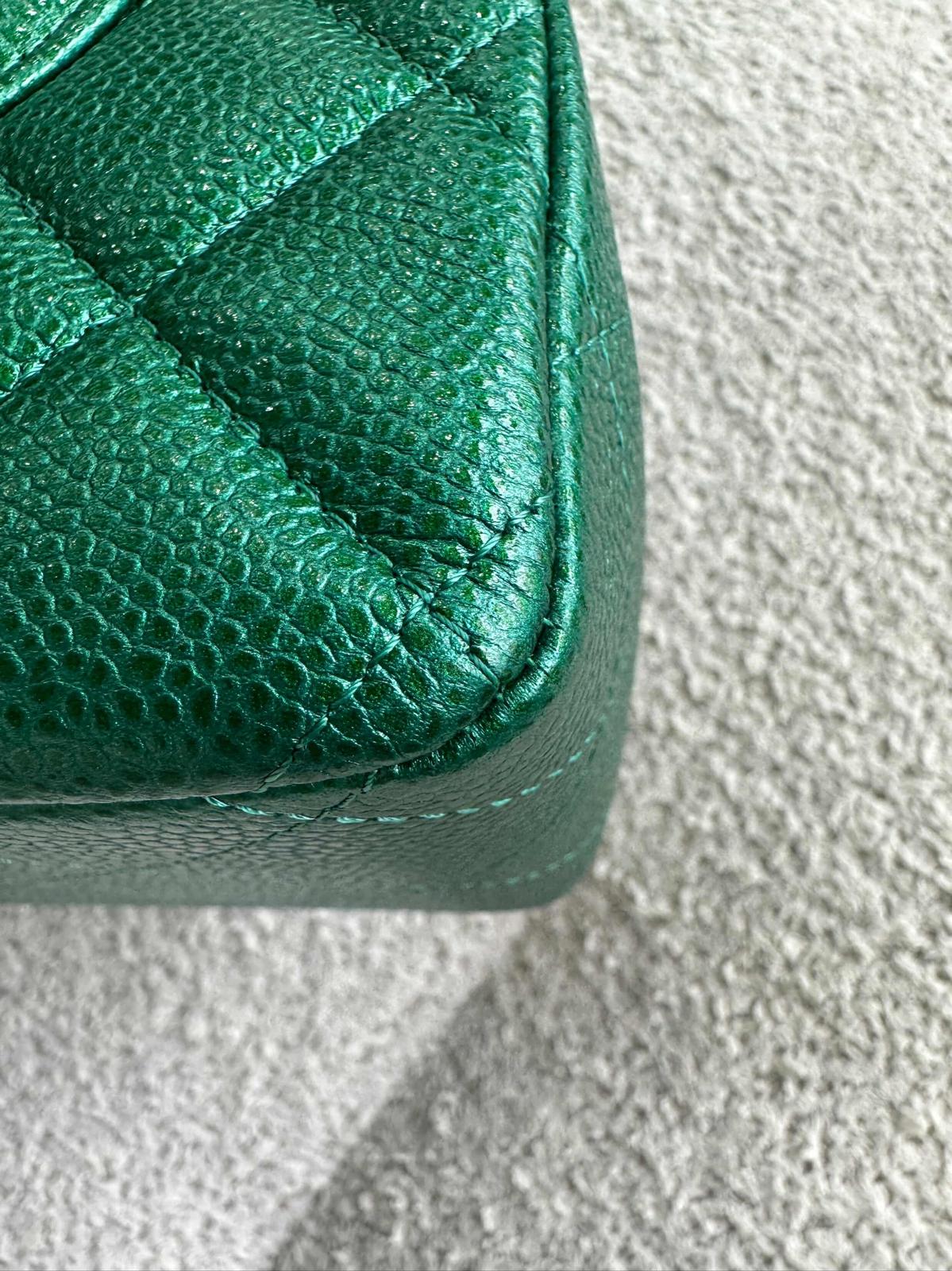 Chanel 18S Emerald Green Caviar Jumbo Flap Bag