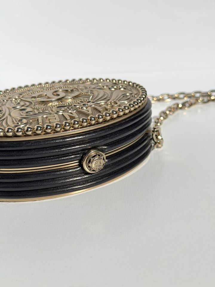 Chanel Paris-Dallas Belt Buckle Minaudière Black Lambskin & Pony Hair Gold & Palladium Hardware 2014