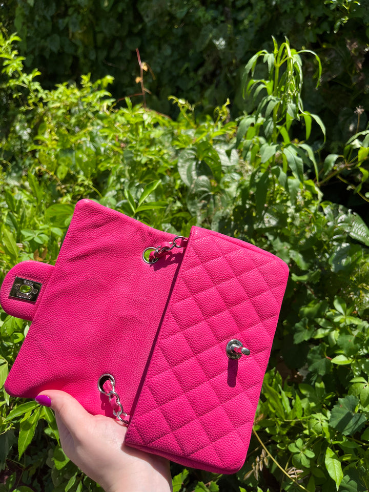Chanel Hot Pink Caviar Mini Rectangular Flap Bag