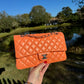 Chanel 21S Orange Neon Lambskin Medium Flap Bag