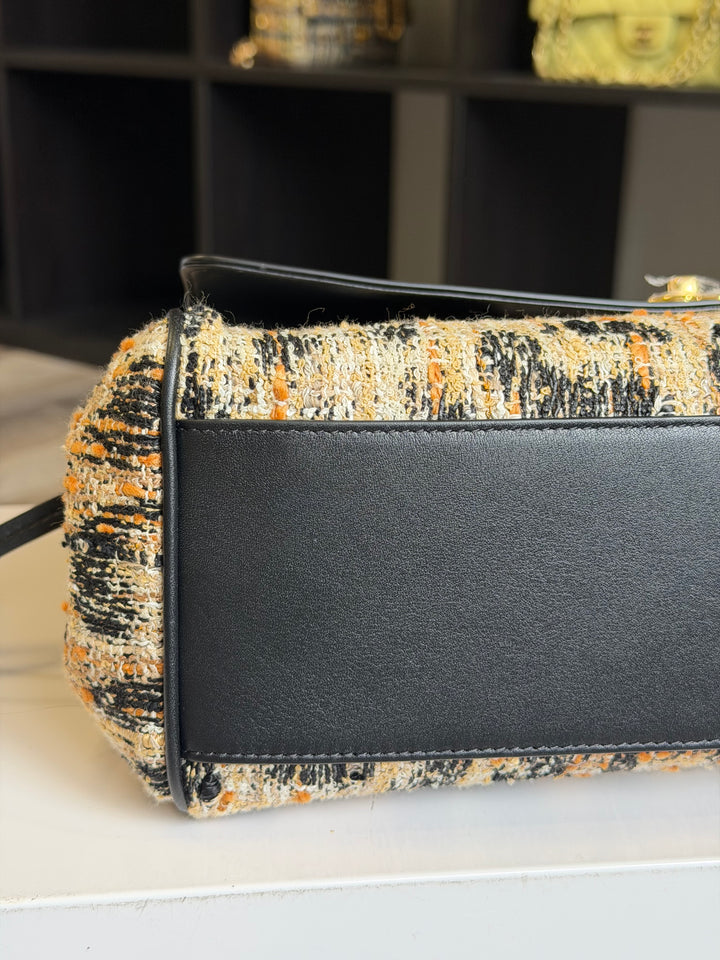 Chanel Small Shopping Bag Brown Black & White Leopard Tweed & Calfskin Gold Tone Hardware 2026
