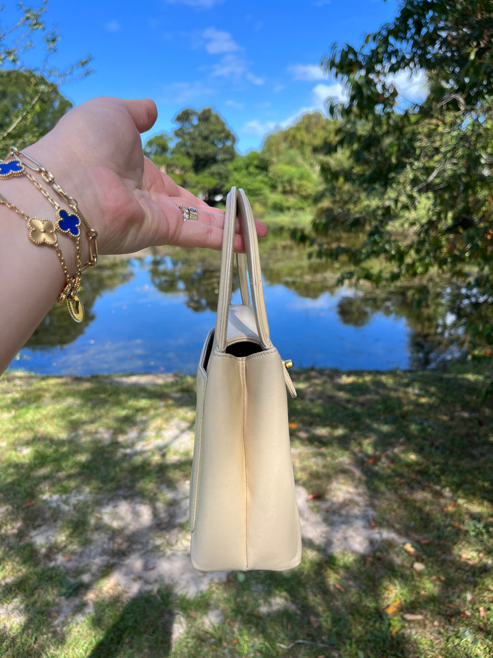 Chanel Vintage Mini Cream Lambskin Kelly Flap