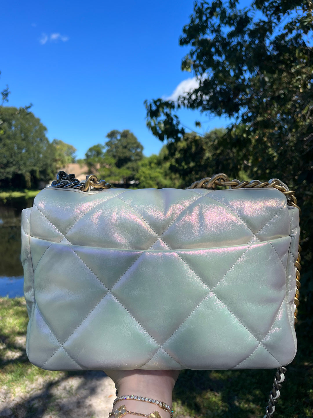 Chanel Pearl Iridescent Large 19 Flap Bag