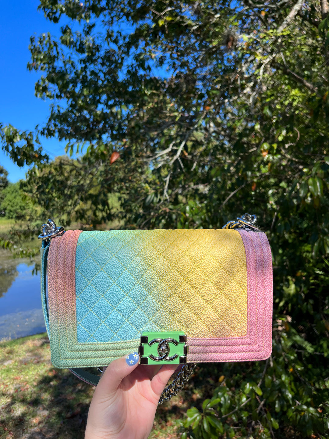 Chanel Rainbow Caviar Medium Boy Bag