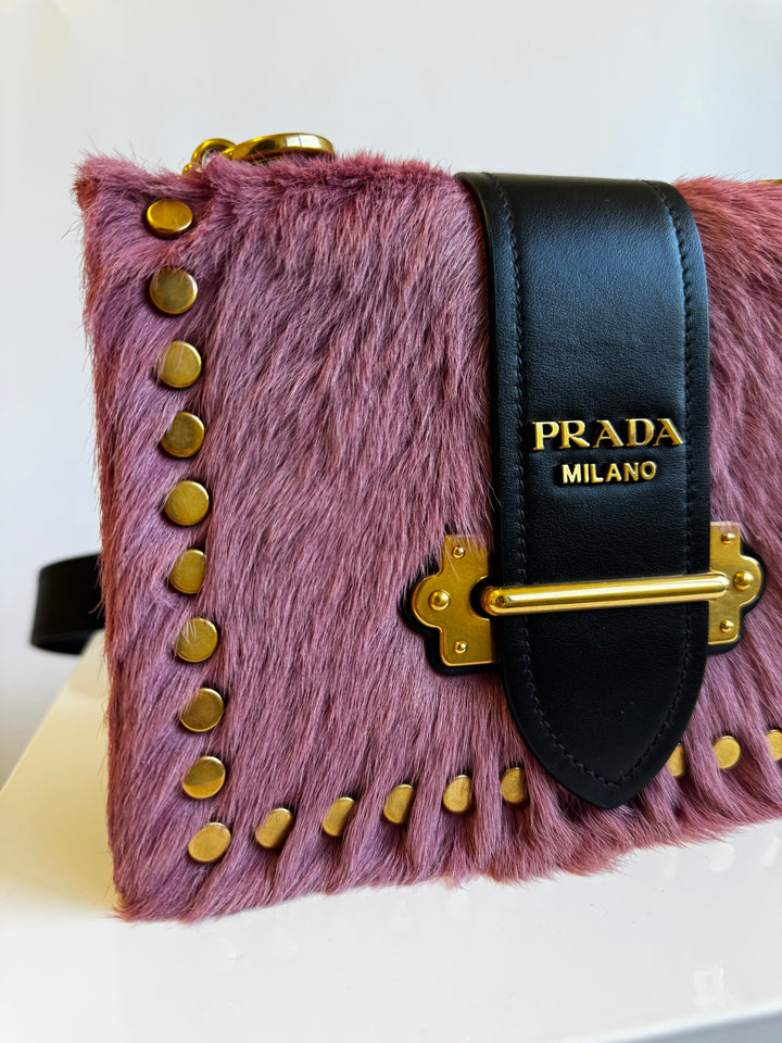 Prada Calf Hair Pink Cahier Crossbody Bag