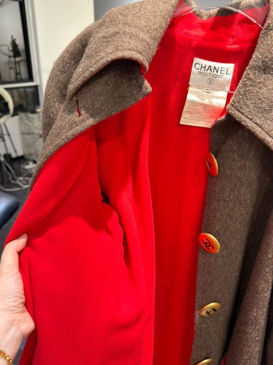 Chanel CC Military Brown Wool Runway Coat 1992