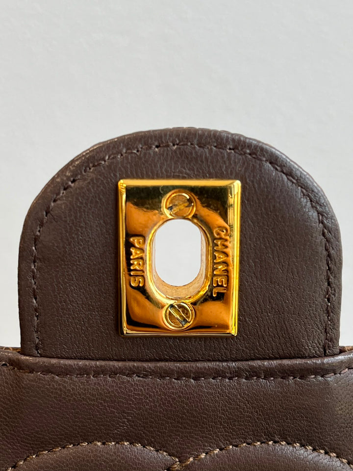 Chanel Brown Vintage Lizard Mini Square Flap Bag 1986
