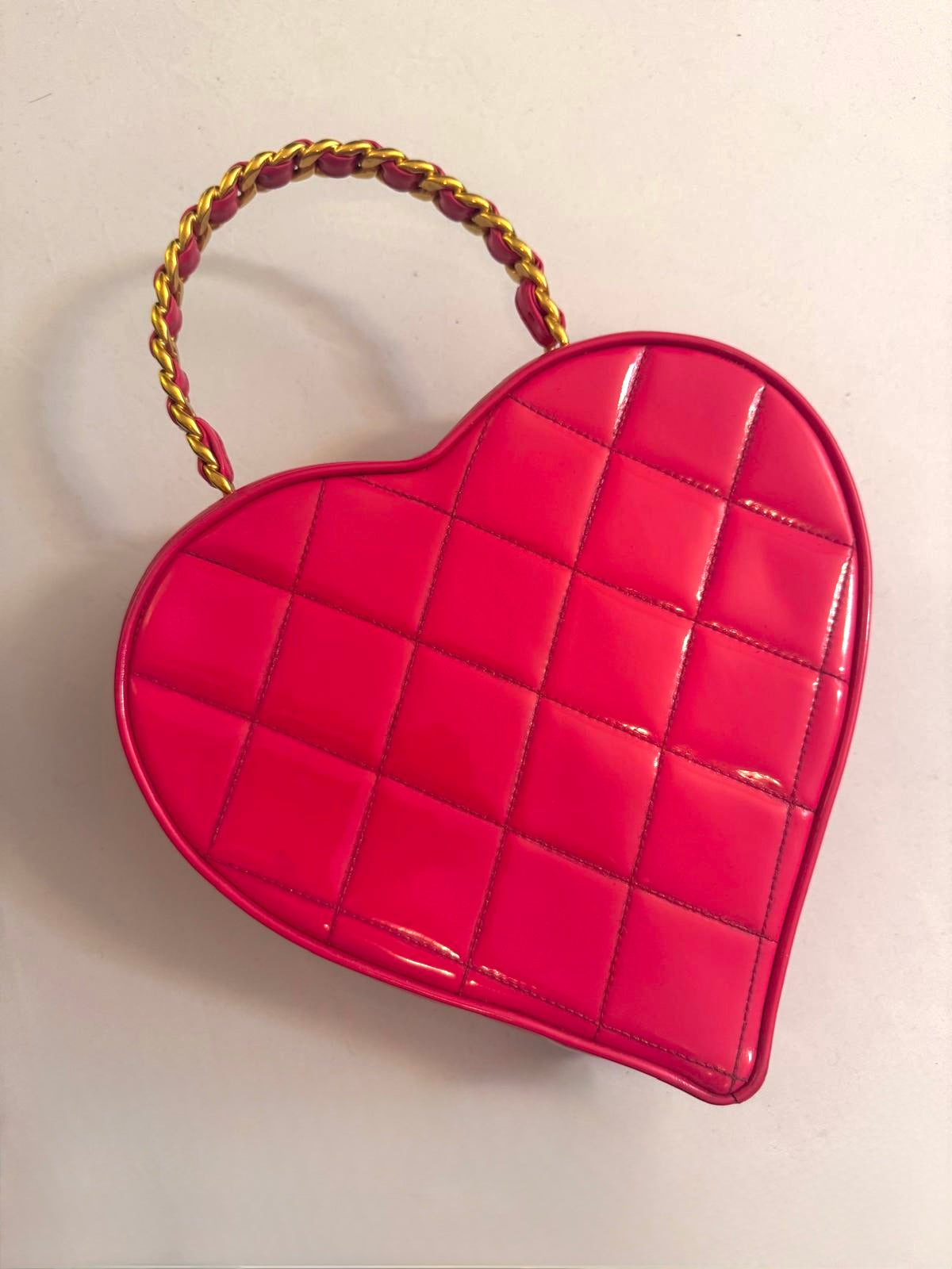 Chanel 1995 CC Hot Pink Heart Vanity Bag