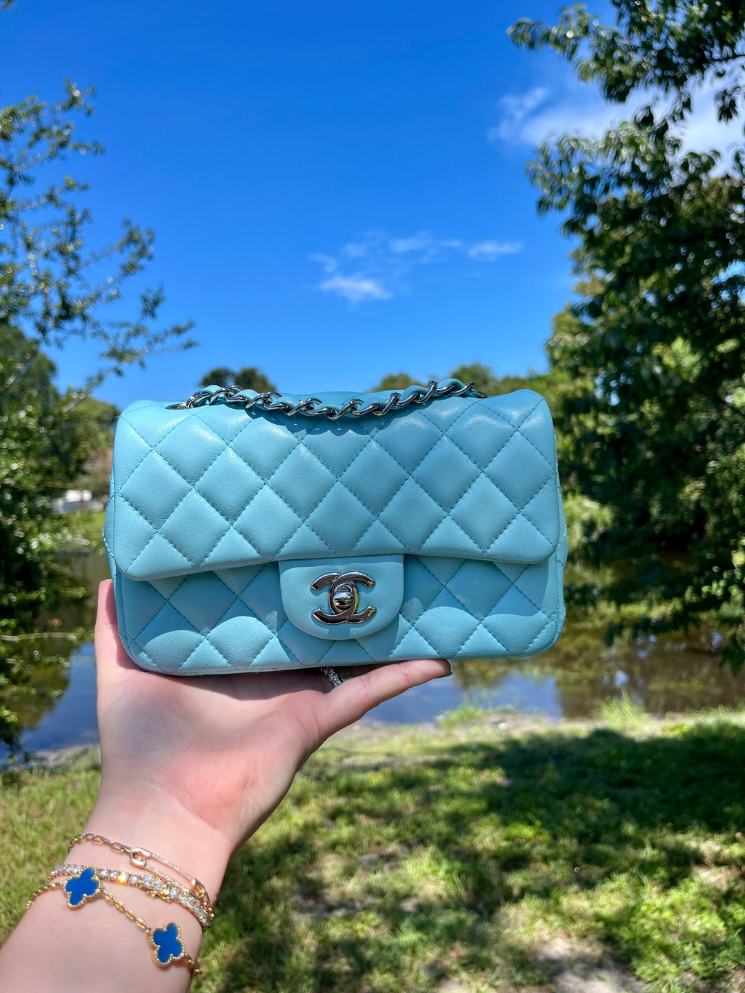 Chanel 21S Blue Neon Mini Flap