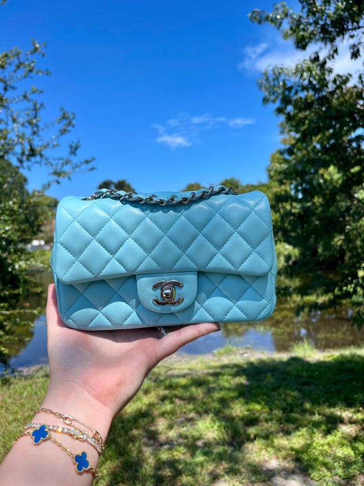 Chanel 21S Blue Neon Mini Flap