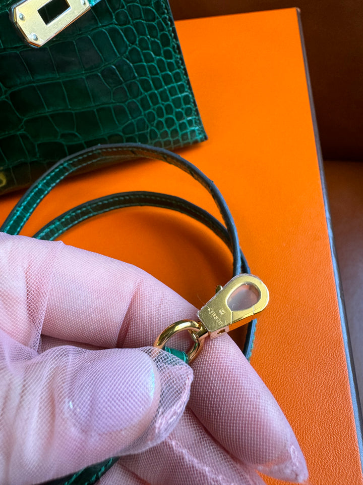 Hermes Emerald Alligator Mini Kelly