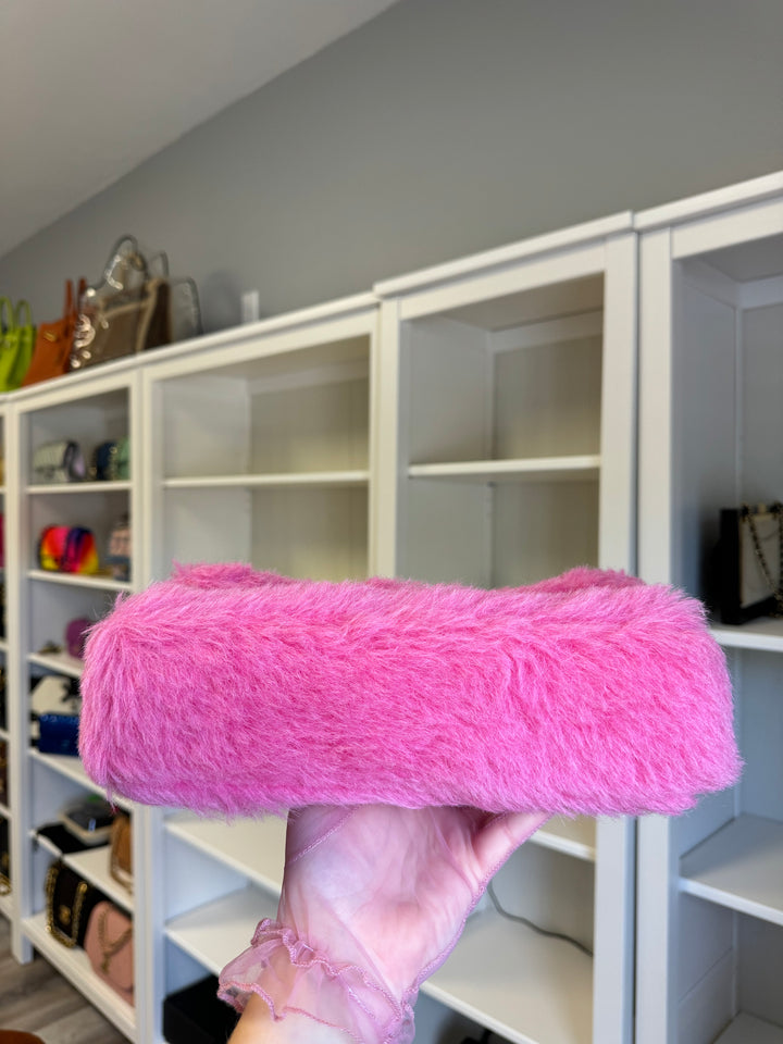 Chanel RARE 1994 Pink Faux Fur Kelly Top Handle
