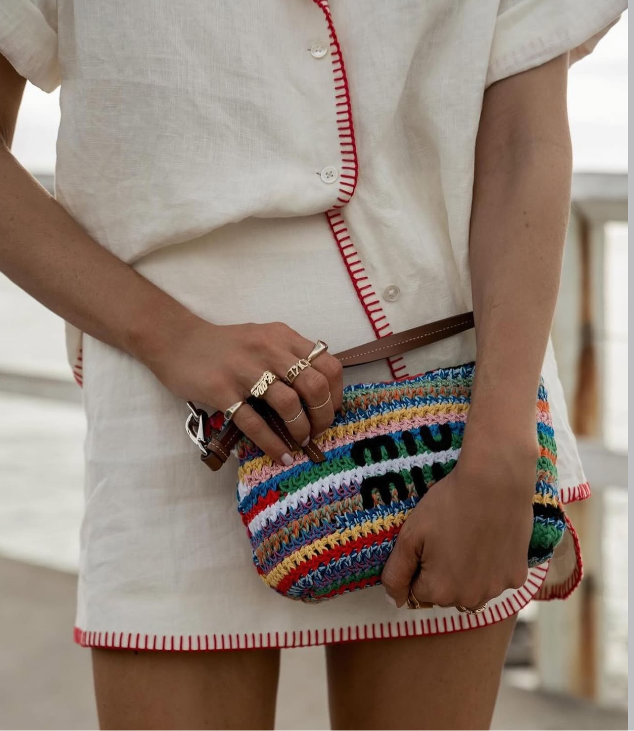 Miu Miu Crochet Multicolor Pouch Bag