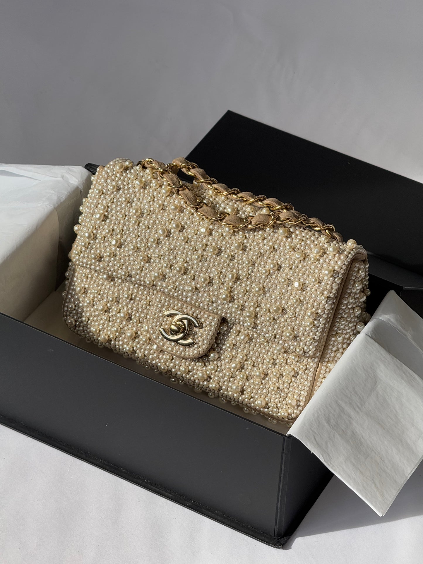 Chanel 17A Ritz Pearl Embellished Mini Rectangular Flap Bag