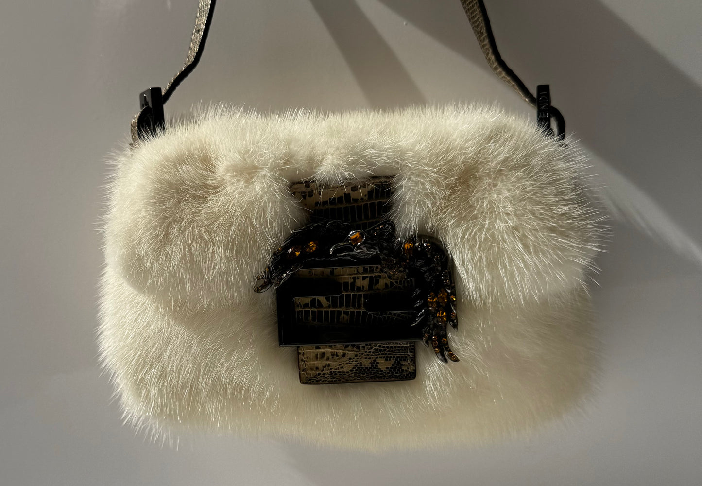 Fendi Mini Mink Fur Embellished Baguette