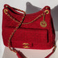 Chanel Small Red Wool Tweed Hobo