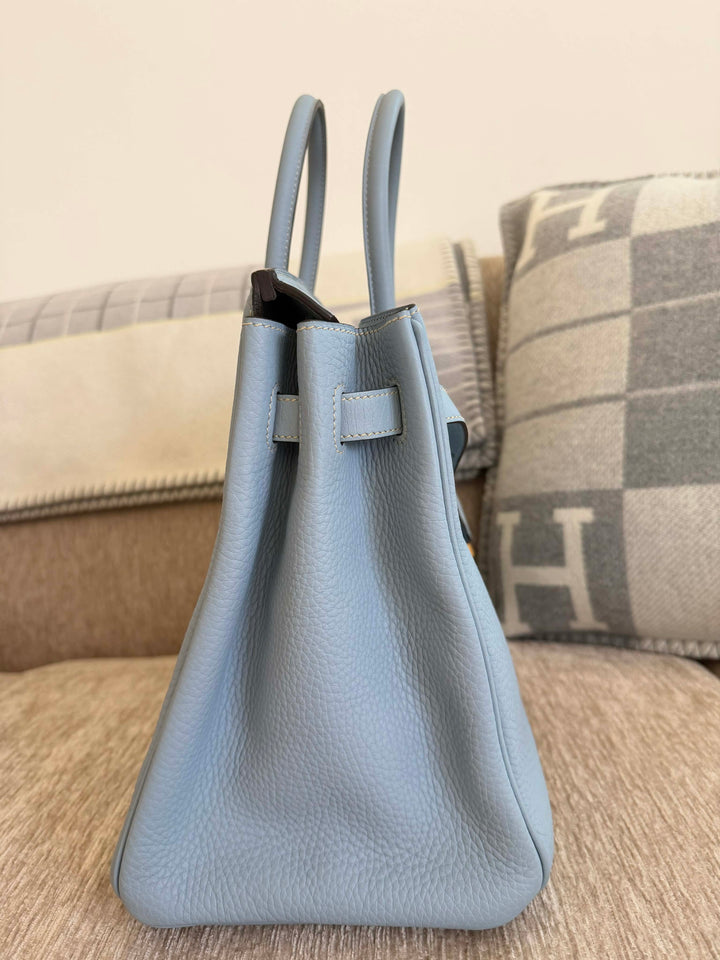 Hermès Birkin 35 Bleu Lin Togo Gold Hardware