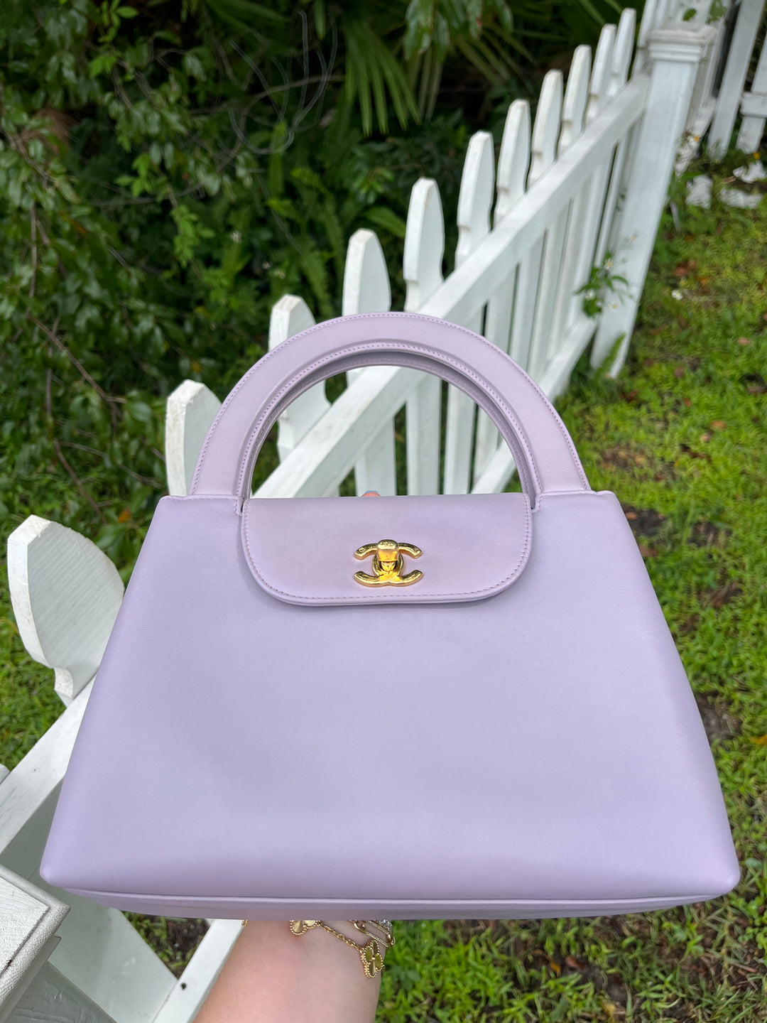Chanel Vintage Medium Lilac  Lambskin Kelly Top Handle