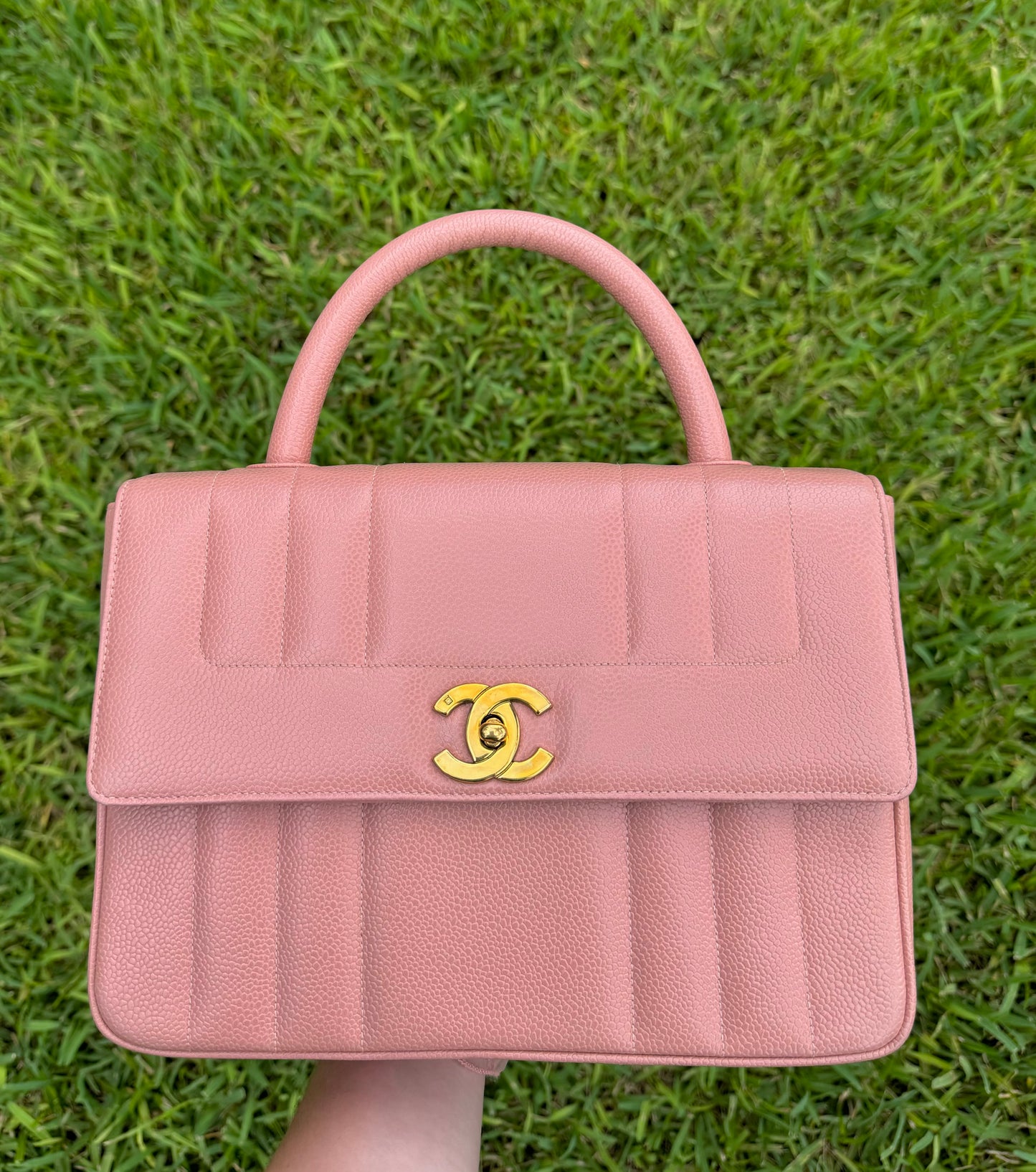 Chanel Vintage Caviar Vertical Quilted Kelly Flap Bag