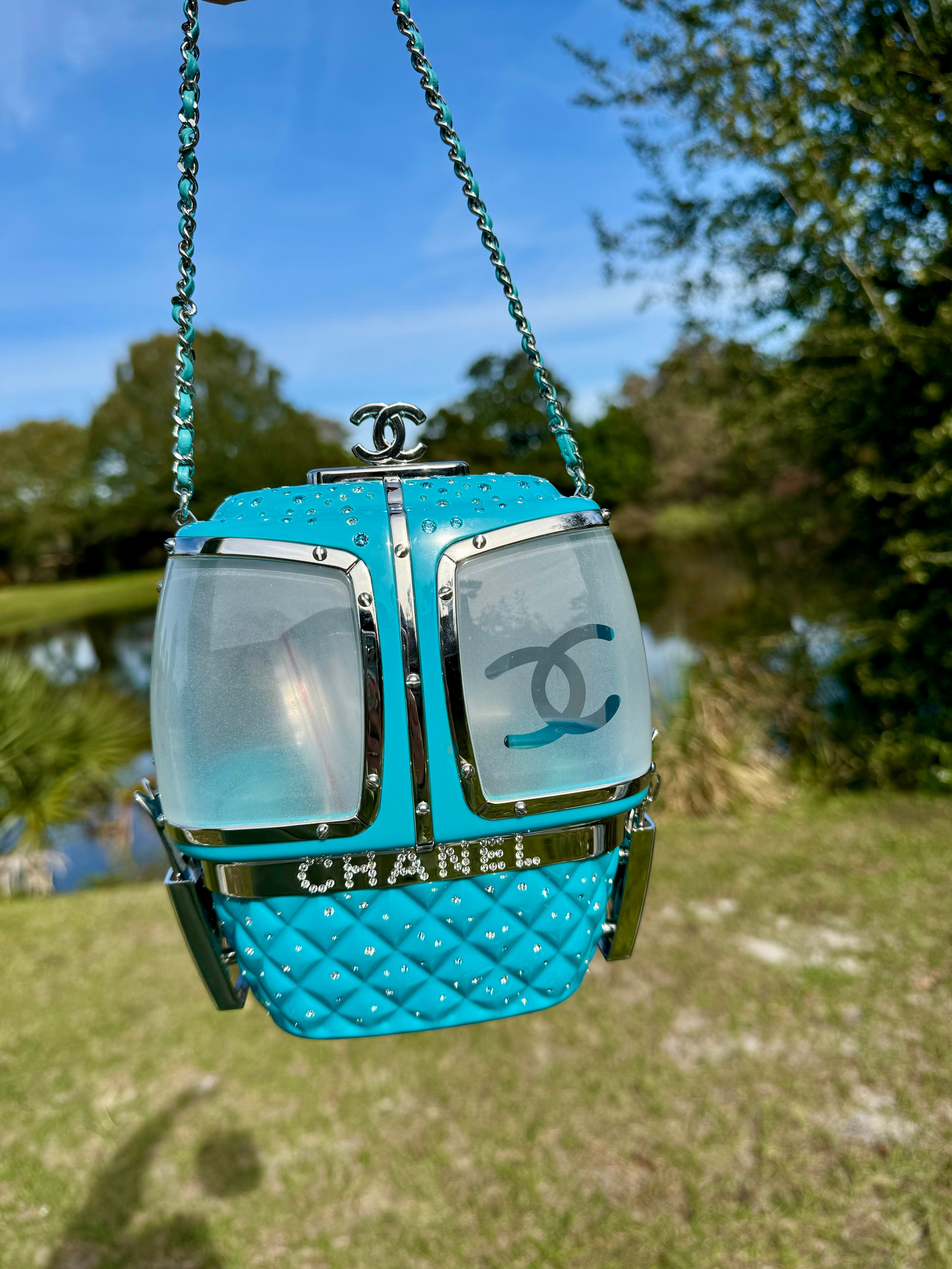 Chanel Blue Ski Gondola Swarovski Minaudiere – Its A Luv Story