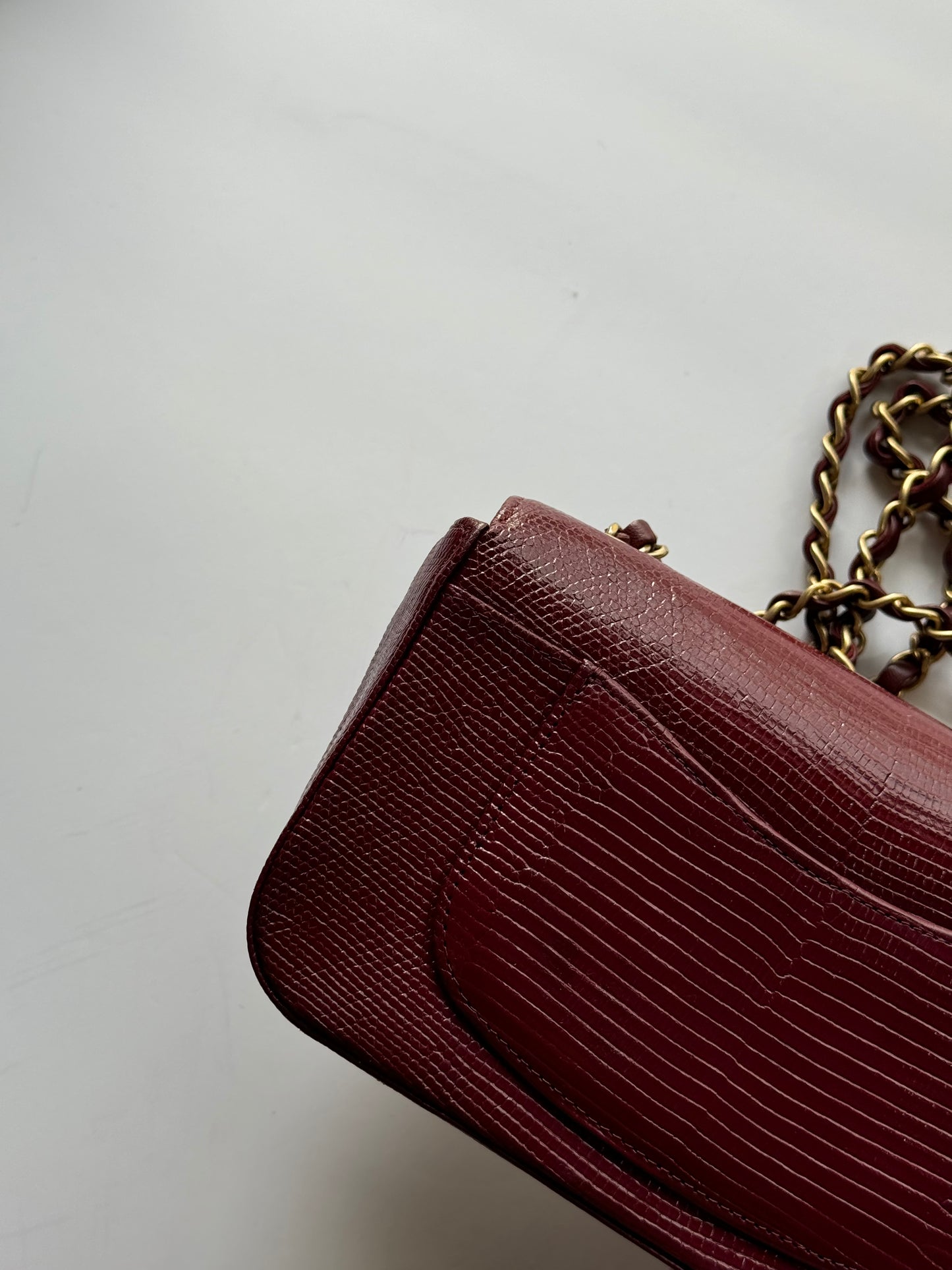 Chanel Burgundy Lizard Mini Rectangular Flap Bag