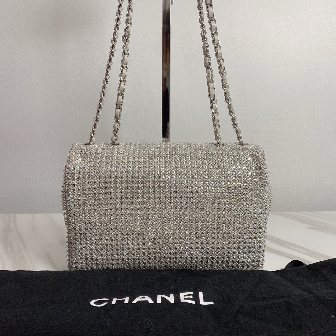 Chanel Mini Flap Bag Silver Crystal Crochet Silver Hardware Métiers D’Art 2026