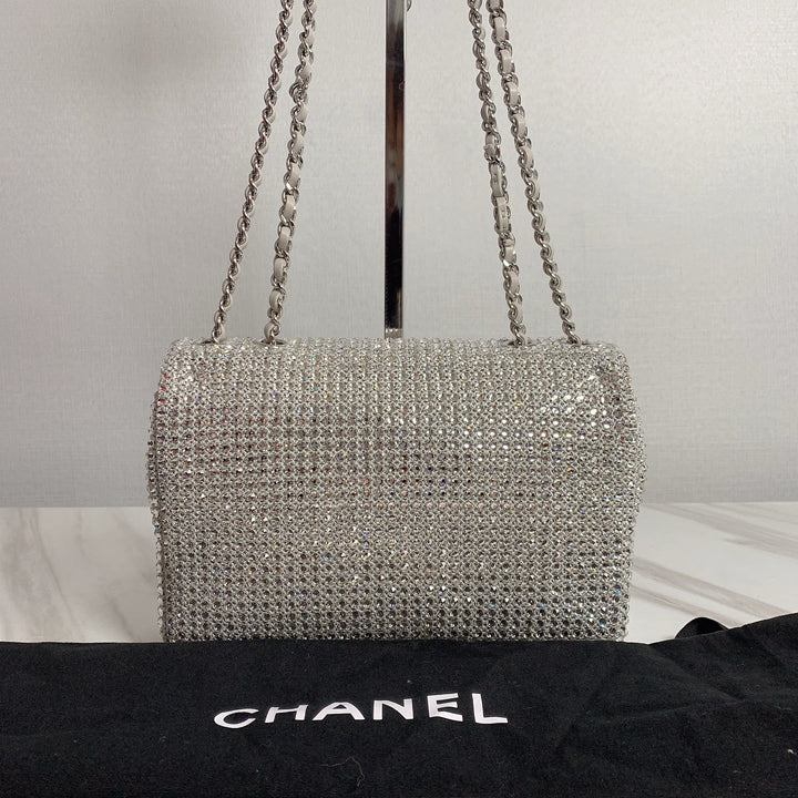 Chanel Mini Flap Bag Silver Crystal Crochet Silver Hardware Métiers D’Art 2026