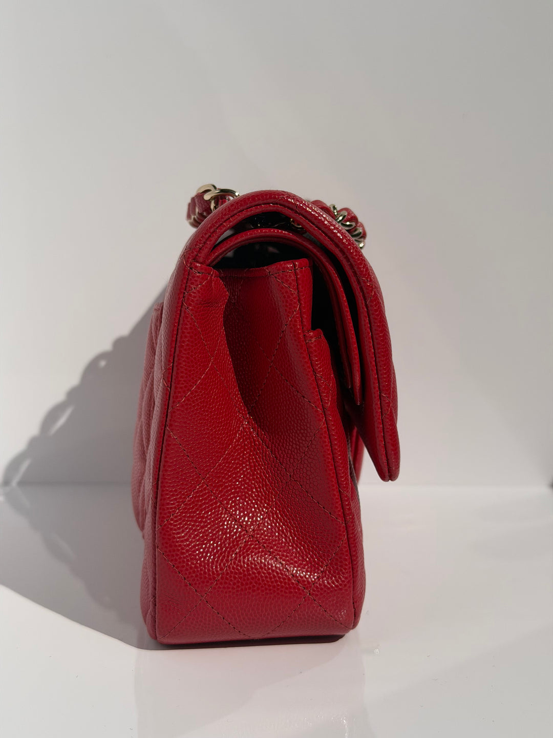 Chanel Small Double Flap Bag Caviar Leather Red Light Gold Hardware 2018