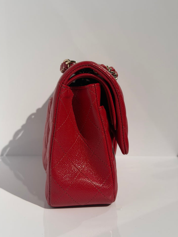 Chanel Small Double Flap Bag Caviar Leather Red Light Gold Hardware 2018