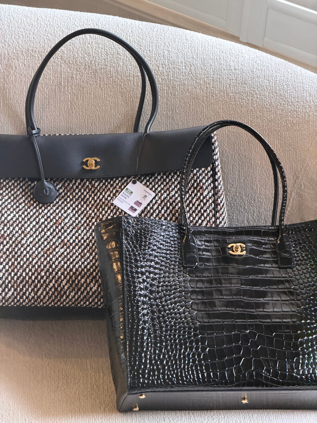 Chanel XXL Shopping Tote Black Calfskin and Multi Tweed Gold Hardware 2026