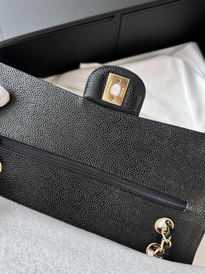 Chanel Black Medium Caviar Double Flap Bag GHW