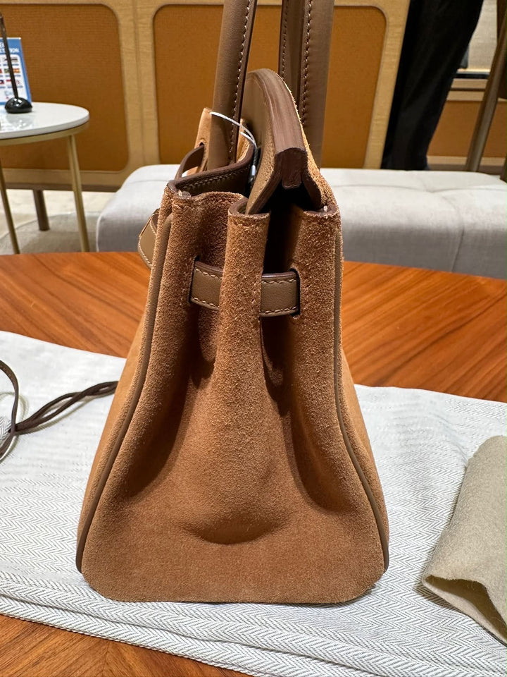 Hermès Birkin 25 Grizzly Alezan Suede and Swift Leather Permabrass Hardware 2021