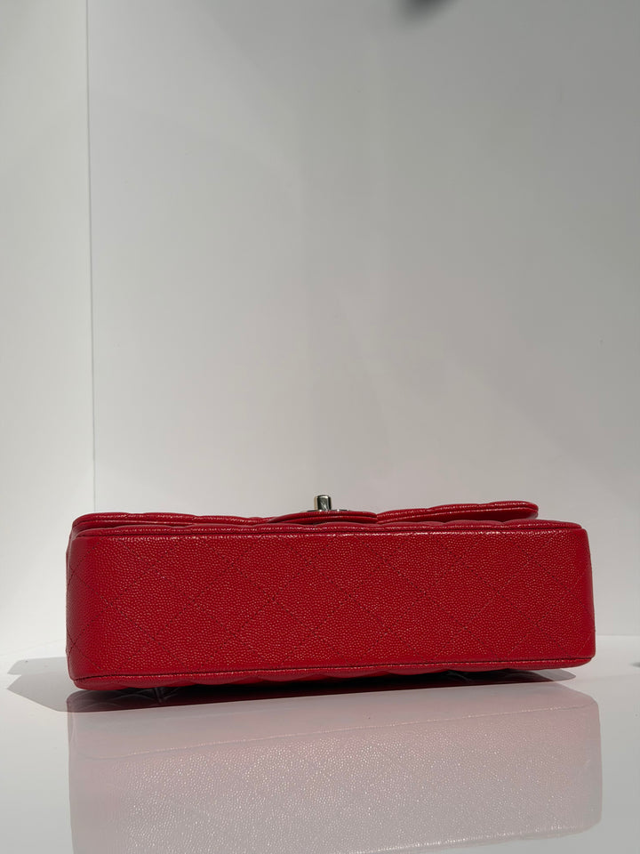 Chanel Medium Classic Double Flap Caviar Red Light Gold Hardware 2021