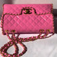 Chanel 1995 Jumbo Barbie Pink Chain Around Flap Bag