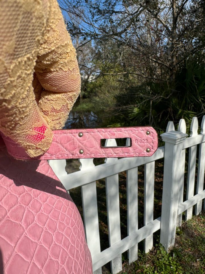 Hermes Bubblegum Matte Croc Birkin 35 PHW