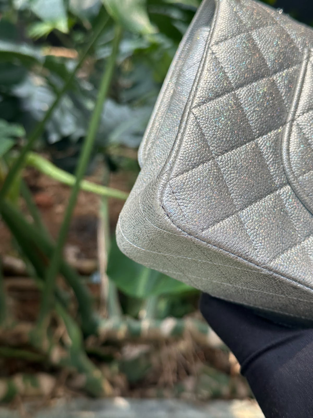 Chanel 21K Medium Flap Bag Silver Metallic Caviar Leather Silver Tone Hardware 2021