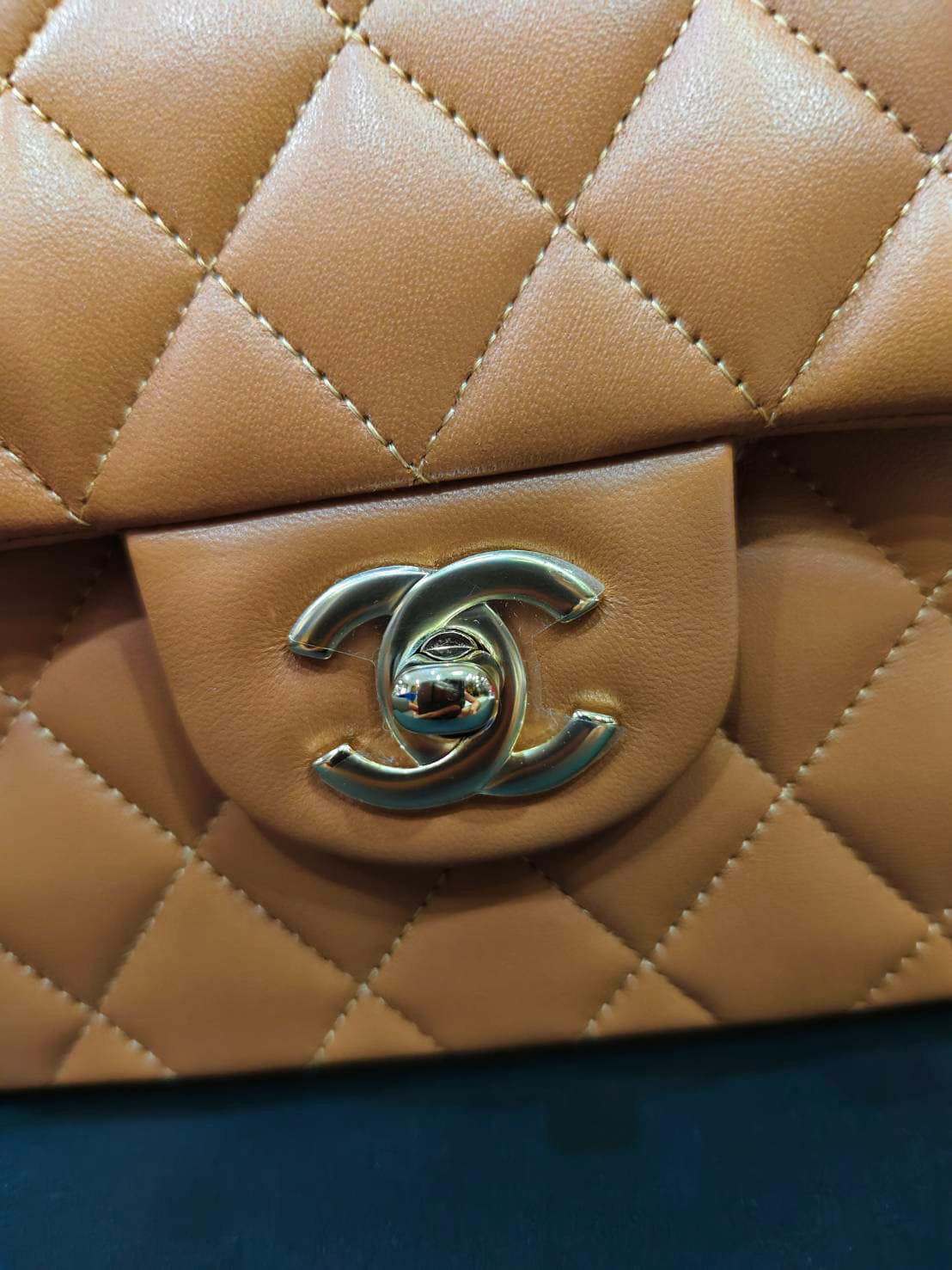 Chanel 22S Small Caramel Lambskin Classic Flap Bag + LGHW