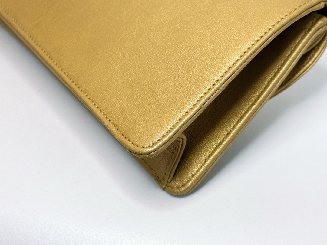 Chanel 19A Gold Egyptian CC Clutch