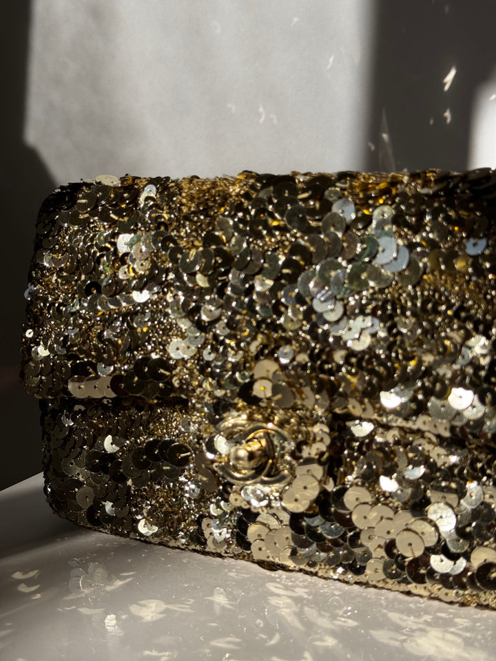 Chanel Cruise 2024/25 Gold Sequins Mini Flap Bag