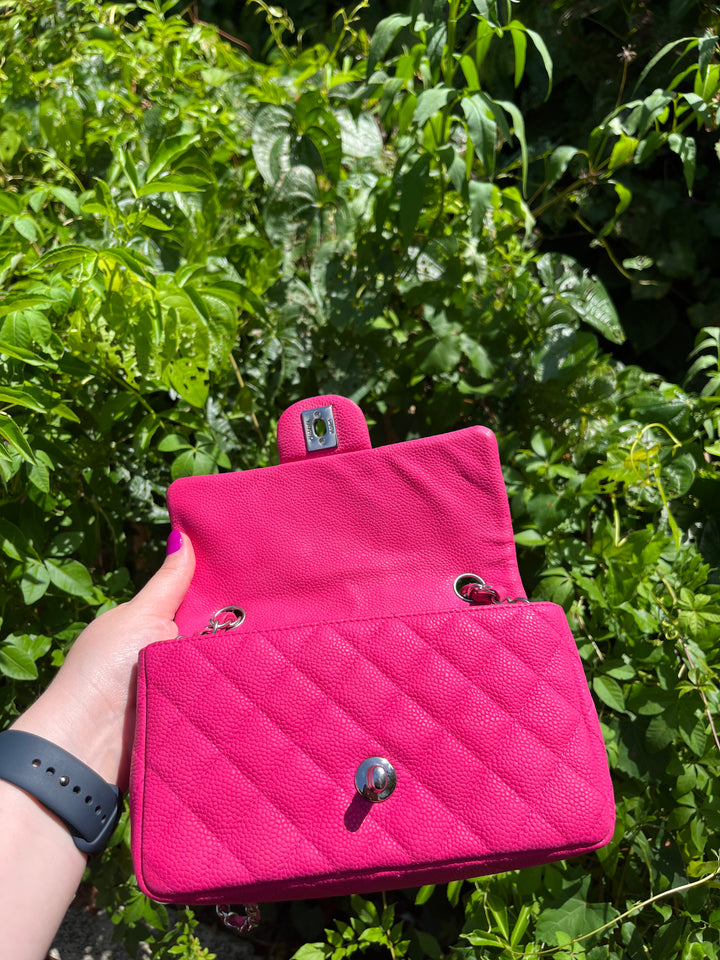 Chanel Hot Pink Caviar Mini Rectangular Flap Bag